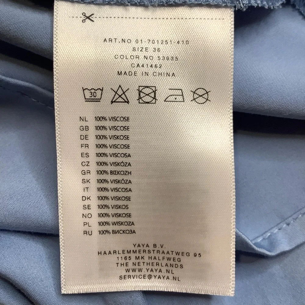 YAYA Women Bel Air Blue Gathered Blouse Size 36 - Picture 13 of 15